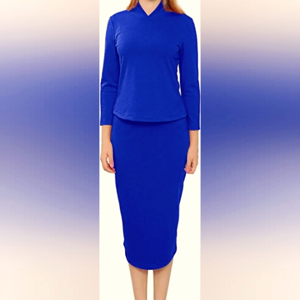 Marycrafts Womens Fitted Blouse & Skirt Set